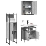 Ensemble d'armoires de salle de bain 3 pcs sonoma gris – Image 2