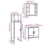 Ensemble d'armoires salle de bain 3 pcs noir bois d'ingénierie – Image 11