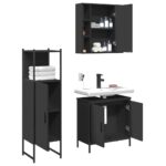 Ensemble d'armoires salle de bain 3 pcs noir bois d'ingénierie – Image 2