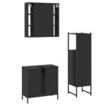 Ensemble d'armoires salle de bain 3 pcs noir bois d'ingénierie – Image 6