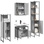 Ensemble d'armoires de salle de bain 4 pcs sonoma gris – Image 2