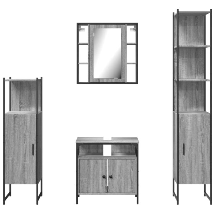 Ensemble d'armoires de salle de bain 4 pcs sonoma gris – Image 4