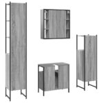 Ensemble d'armoires de salle de bain 4 pcs sonoma gris – Image 6