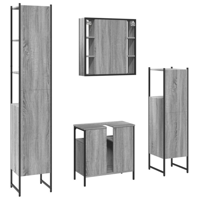 Ensemble d'armoires de salle de bain 4 pcs sonoma gris – Image 6