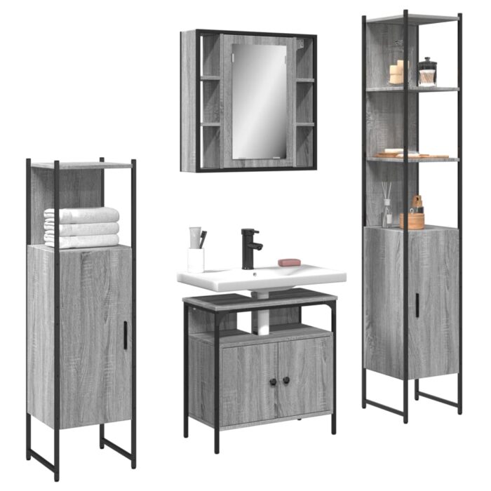VXL8721012404304_m_en_hd_1.jpg Ensemble d'armoires de salle de bain 4 pcs sonoma gris – Image 1
