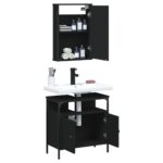 Ensemble de meubles salle de bain 2 pcs noir bois d'ingénierie – Image 2