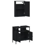 Ensemble de meubles salle de bain 2 pcs noir bois d'ingénierie – Image 3