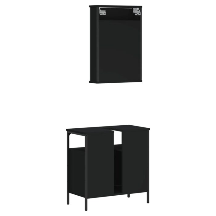 Ensemble de meubles salle de bain 2 pcs noir bois d'ingénierie – Image 6