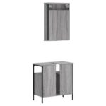 Ensemble de meubles de salle de bain 2 pcs Sonoma gris – Image 6