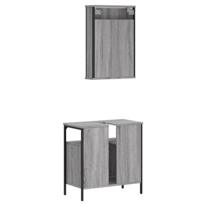Ensemble de meubles de salle de bain 2 pcs Sonoma gris – Image 6
