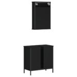 Ensemble de meubles salle de bain 2 pcs noir bois d'ingénierie – Image 6
