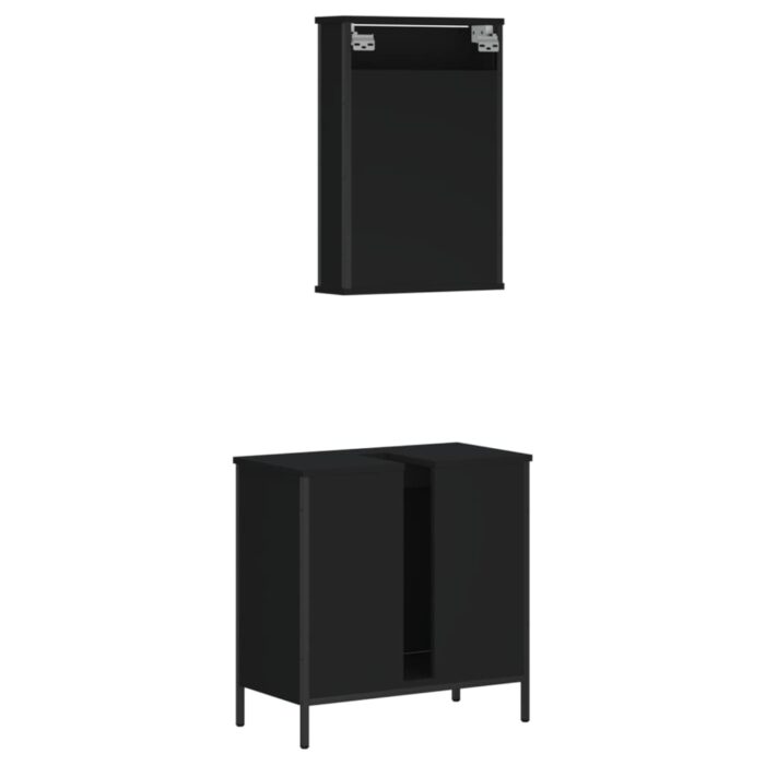Ensemble de meubles salle de bain 2 pcs noir bois d'ingénierie – Image 6