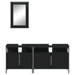 Ensemble de meubles salle de bain 3 pcs noir bois d'ingénierie – Image 4
