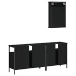 Ensemble de meubles salle de bain 3 pcs noir bois d'ingénierie – Image 6