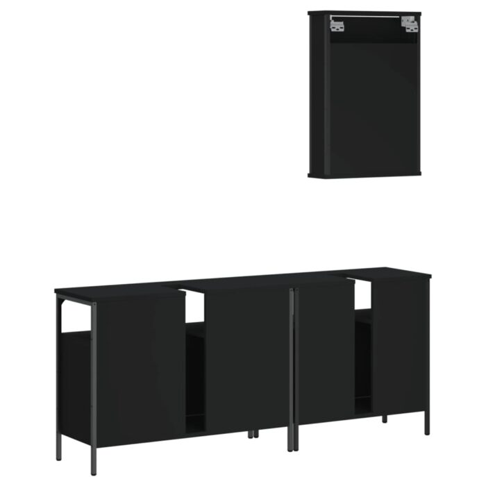 Ensemble de meubles salle de bain 3 pcs noir bois d'ingénierie – Image 6