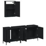 Ensemble de meubles salle de bain 3 pcs noir bois d'ingénierie – Image 3
