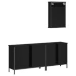 Ensemble de meubles salle de bain 3 pcs noir bois d'ingénierie – Image 6