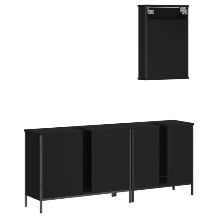 Ensemble de meubles salle de bain 3 pcs noir bois d'ingénierie – Image 6