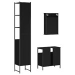 Ensemble de meubles salle de bain 3 pcs noir bois d'ingénierie – Image 6
