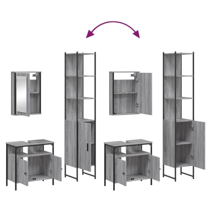 Ensemble de meubles de salle de bain 3 pcs Sonoma gris – Image 7