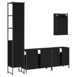 Ensemble de meubles salle de bain 4 pcs noir bois d'ingénierie – Image 6