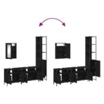 Ensemble de meubles salle de bain 4 pcs noir bois d'ingénierie – Image 7
