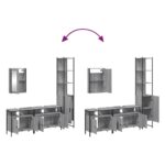 Ensemble de meubles de salle de bain 4 pcs Sonoma gris – Image 7