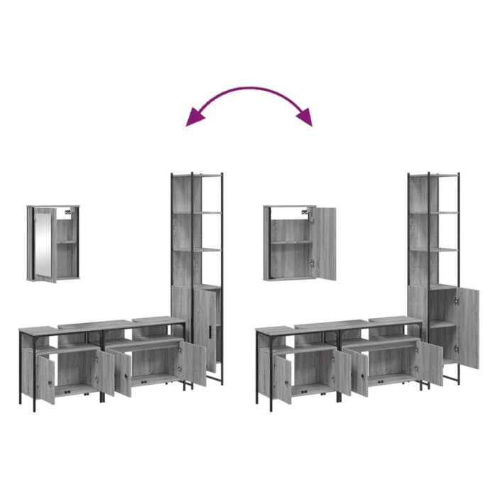 Ensemble de meubles de salle de bain 4 pcs Sonoma gris – Image 7