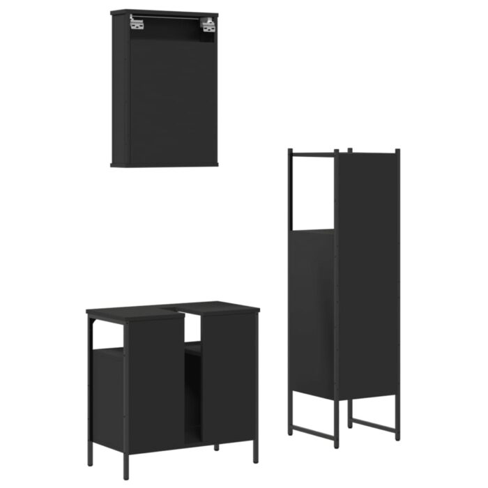 Ensemble de meubles salle de bain 3 pcs noir bois d'ingénierie – Image 6
