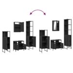 Ensemble de meubles salle de bain 4 pcs noir bois d'ingénierie – Image 8