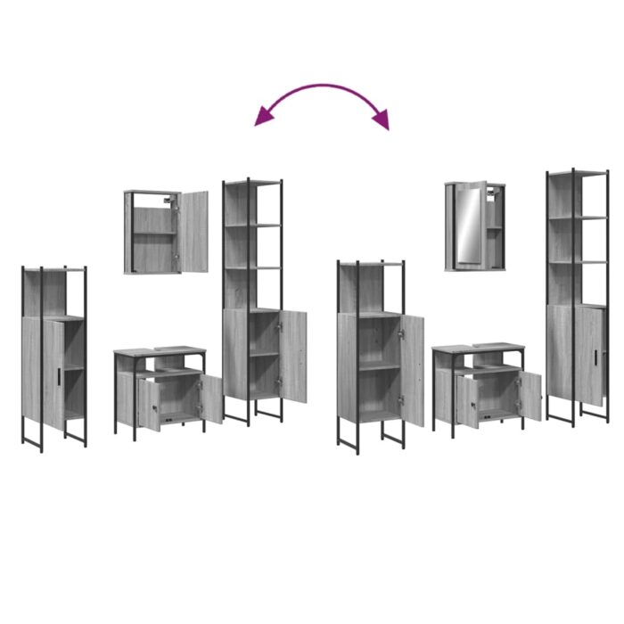 Ensemble de meubles de salle de bain 4 pcs Sonoma gris – Image 8