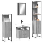 Ensemble de meubles de salle de bain 4 pcs Sonoma gris