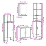 Ensemble de meubles salle de bain 4 pcs noir bois d'ingénierie – Image 11