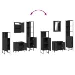 Ensemble de meubles salle de bain 4 pcs noir bois d'ingénierie – Image 8