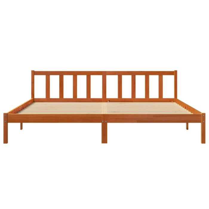 Cadre de lit sans matelas cire marron 180x200cm bois pin massif – Image 2