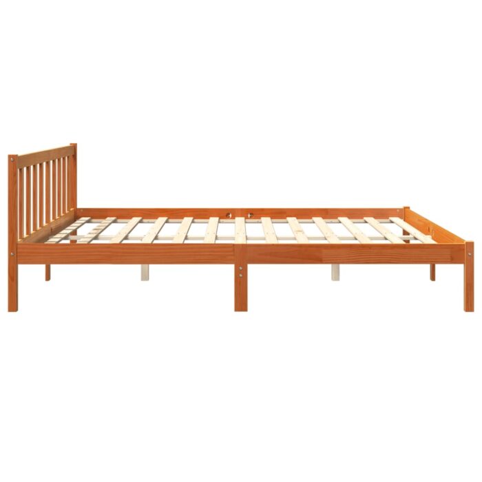 Cadre de lit sans matelas cire marron 180x200cm bois pin massif – Image 3