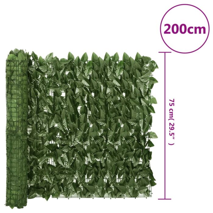 Écran de balcon avec feuilles vert foncé 200x75 cm – Image 5