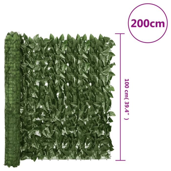 Écran de balcon avec feuilles vert foncé 200x100 cm – Image 5