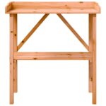 Table à plantes avec étagère marron 78x38x82,5 cm bois de sapin – Image 2