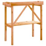 Table à plantes avec étagère marron 78x38x82,5 cm bois de sapin – Image 4