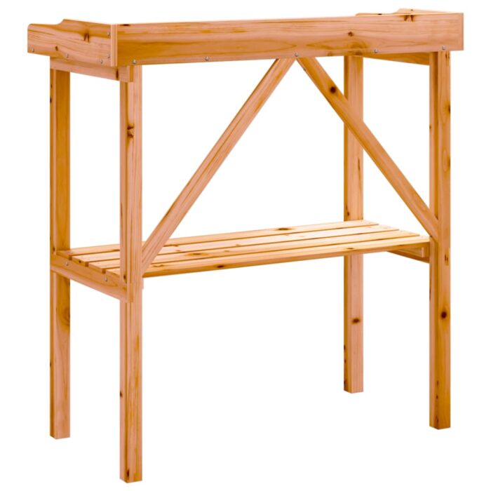 Table à plantes avec étagère marron 78x38x82,5 cm bois de sapin – Image 4