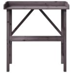 Table à plantes avec étagère gris 78x38x82,5 cm bois de sapin – Image 2