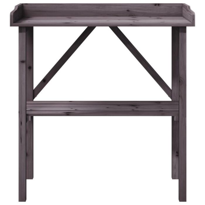 Table à plantes avec étagère gris 78x38x82,5 cm bois de sapin – Image 2