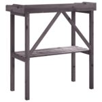 Table à plantes avec étagère gris 78x38x82,5 cm bois de sapin – Image 4