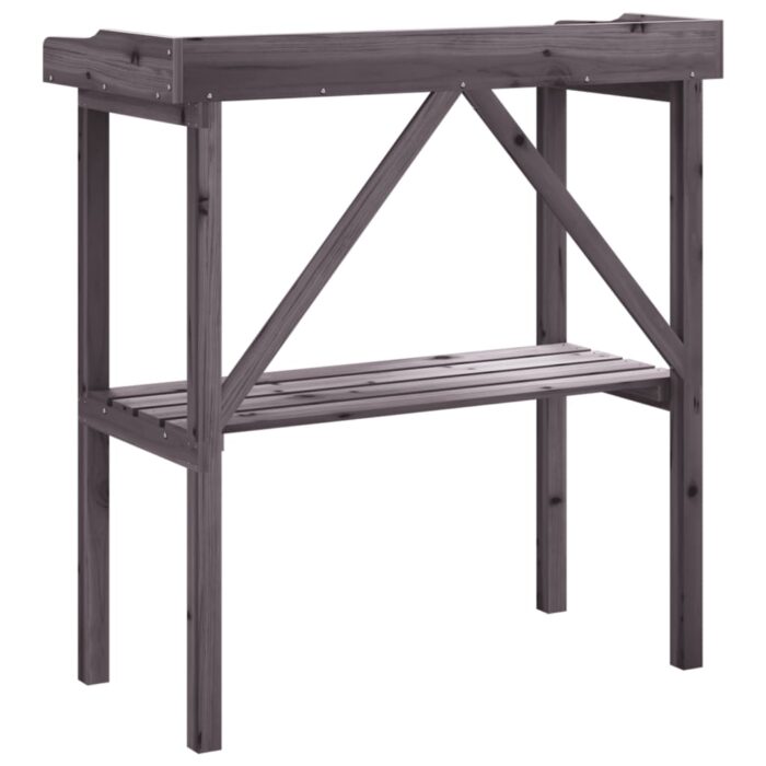 Table à plantes avec étagère gris 78x38x82,5 cm bois de sapin – Image 4