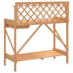 Banc de rempotage avec treillis marron bois massif de sapin – Image 5