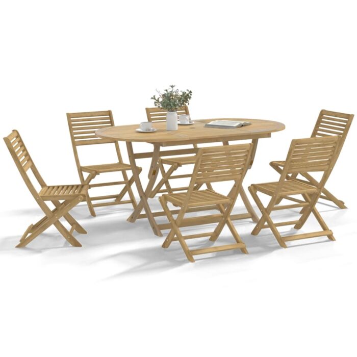 Chaises pliables de jardin lot de 6 bois massif d'acacia – Image 1