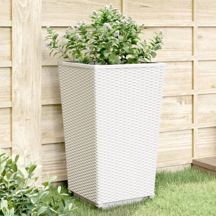 Jardinières 2 pcs blanc 32,5x32,5x57 cm polypropylène – Image 1