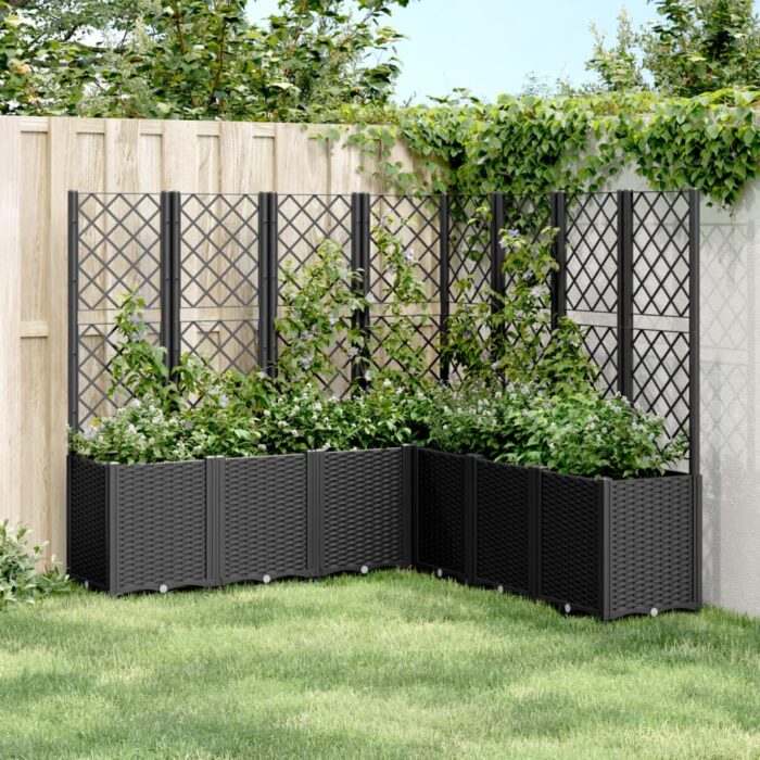 Jardinière avec treillis noir 160x160x140 cm PP – Image 1