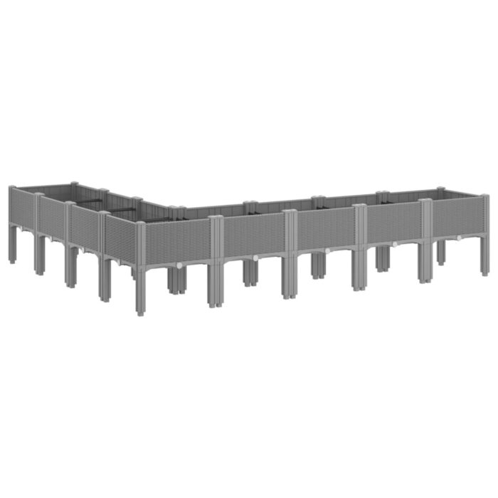 Jardinière avec pieds gris clair 200x160x42 cm PP – Image 3
